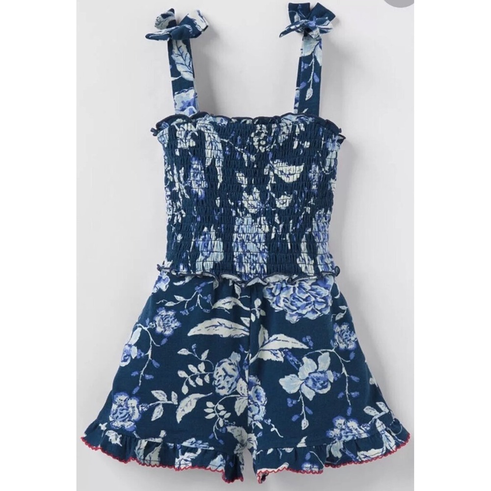 Matilda Jane Enchanted Garden Camille Blue Floral Print Cotton‎ Romper Size 6